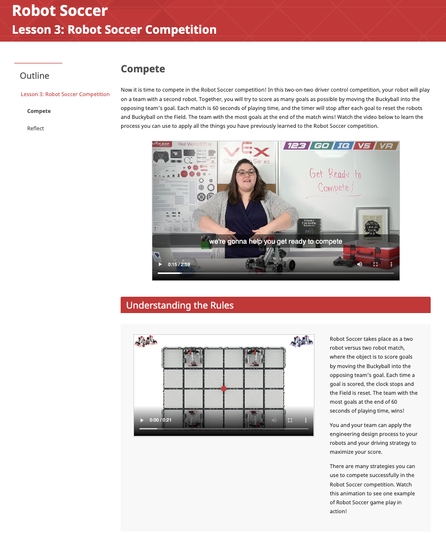 Captura de pantalla de la sección Competir de una lección de laboratorio de EXP STEM, para ilustrar el formato típico de una página de Competir en la lección de competencia.