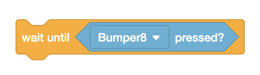 VEXcode EXP Tunggu hingga tumpukan blok yang memiliki blok bumper Penekan di slot parameter booleannya.