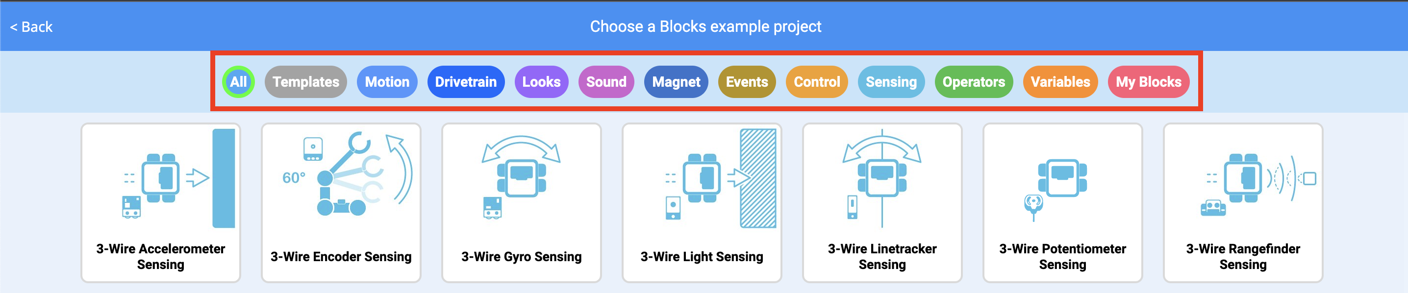 Ví dụ về menu Dự án với thanh Bộ lọc được tô sáng. Thanh Bộ lọc có nhiều danh mục dự án mẫu.