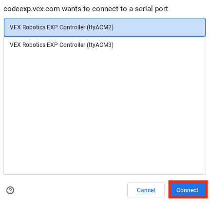 Janela de ligação do browser, com o item que contém o número de identificação ACM2 selecionado. Abaixo, o botão Ligar está destacado.