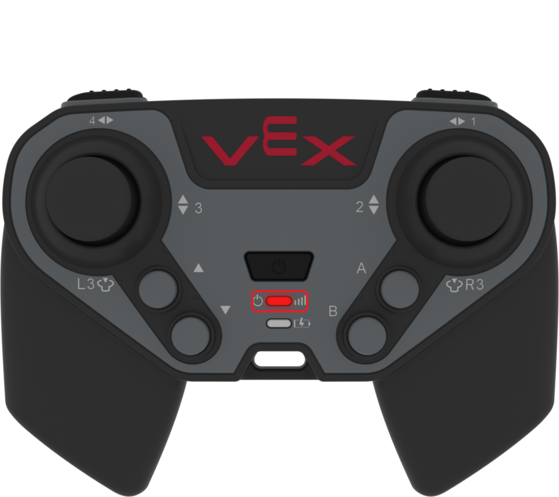 Controller EXP con la spia LED di alimentazione che si illumina di rosso ed è evidenziata.