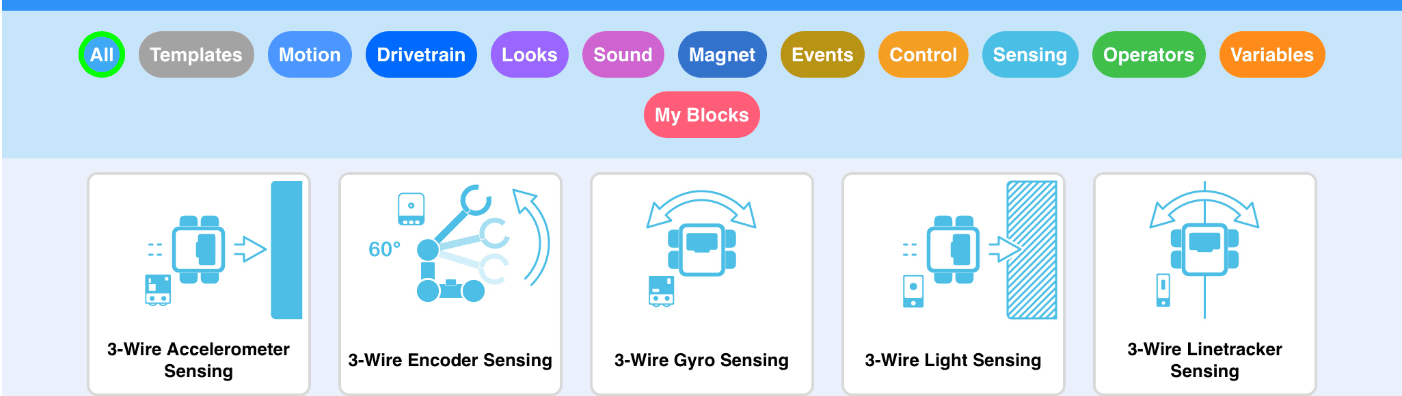 ভেক্সকোড ব্লকের উদাহরণ প্রজেক্ট মেনুতে বিভিন্ন বিভাগের বিভিন্ন ধরণের প্রজেক্ট রয়েছে যা থেকে আপনি বেছে নিতে পারেন।