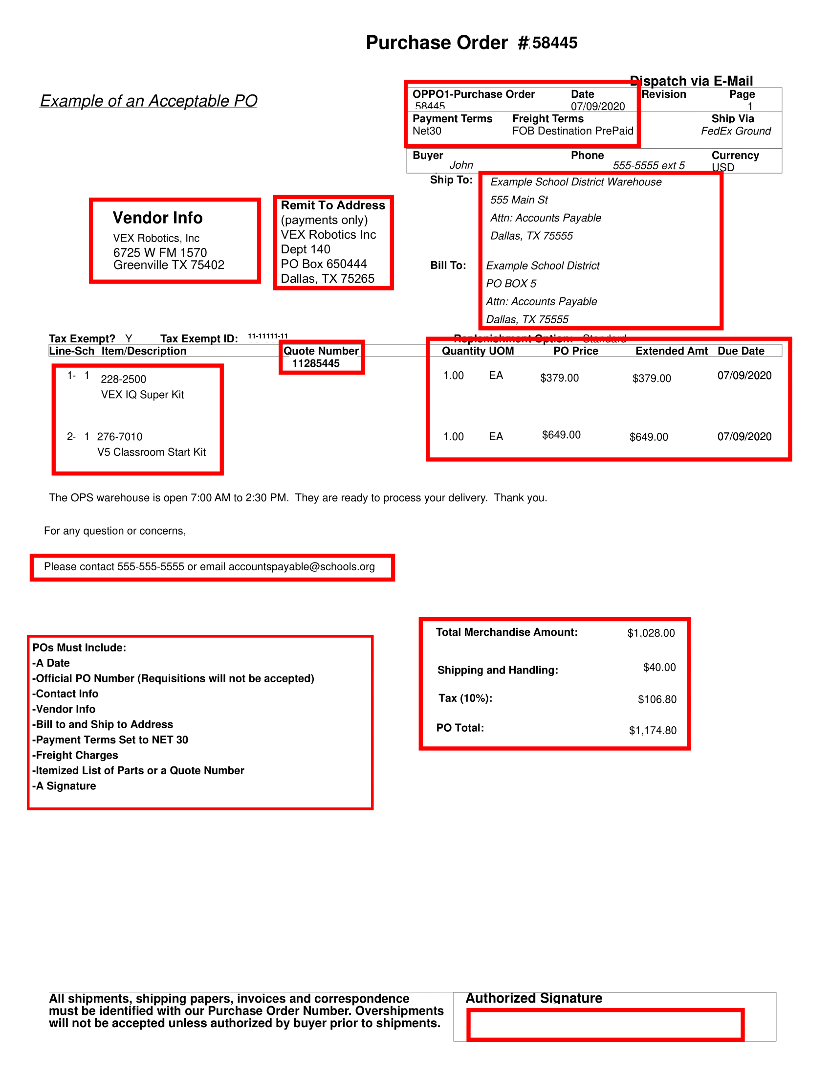 Organigramme illustrant les politiques de commande américaines pour les produits VEX, détaillant les étapes depuis la passation de la commande jusqu'à la livraison, y compris les informations de paiement et d'expédition.