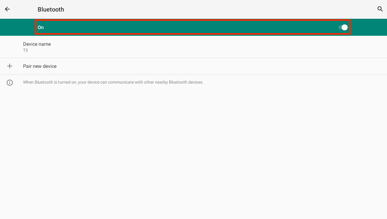 Illustratie van het geactiveerde Bluetooth-pictogram op een apparaat, gebruikt in de context van het oplossen van problemen met de Bluetooth-verbinding.