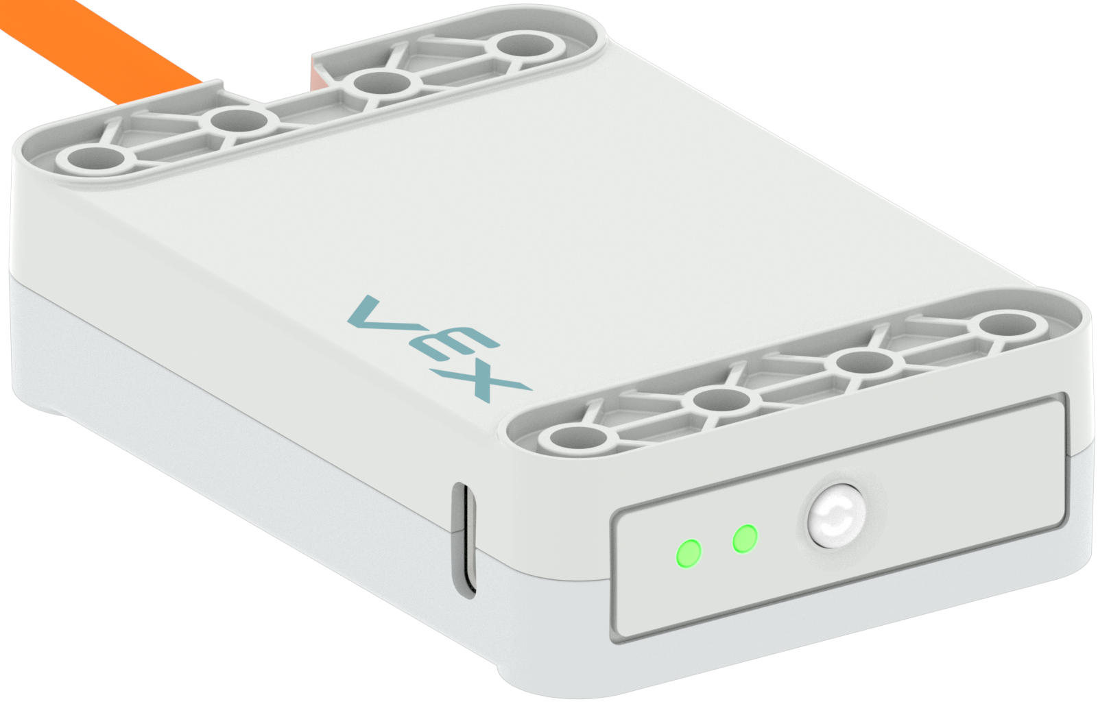 Batteria con due spie luminose verdi che indicano che è completamente carica.