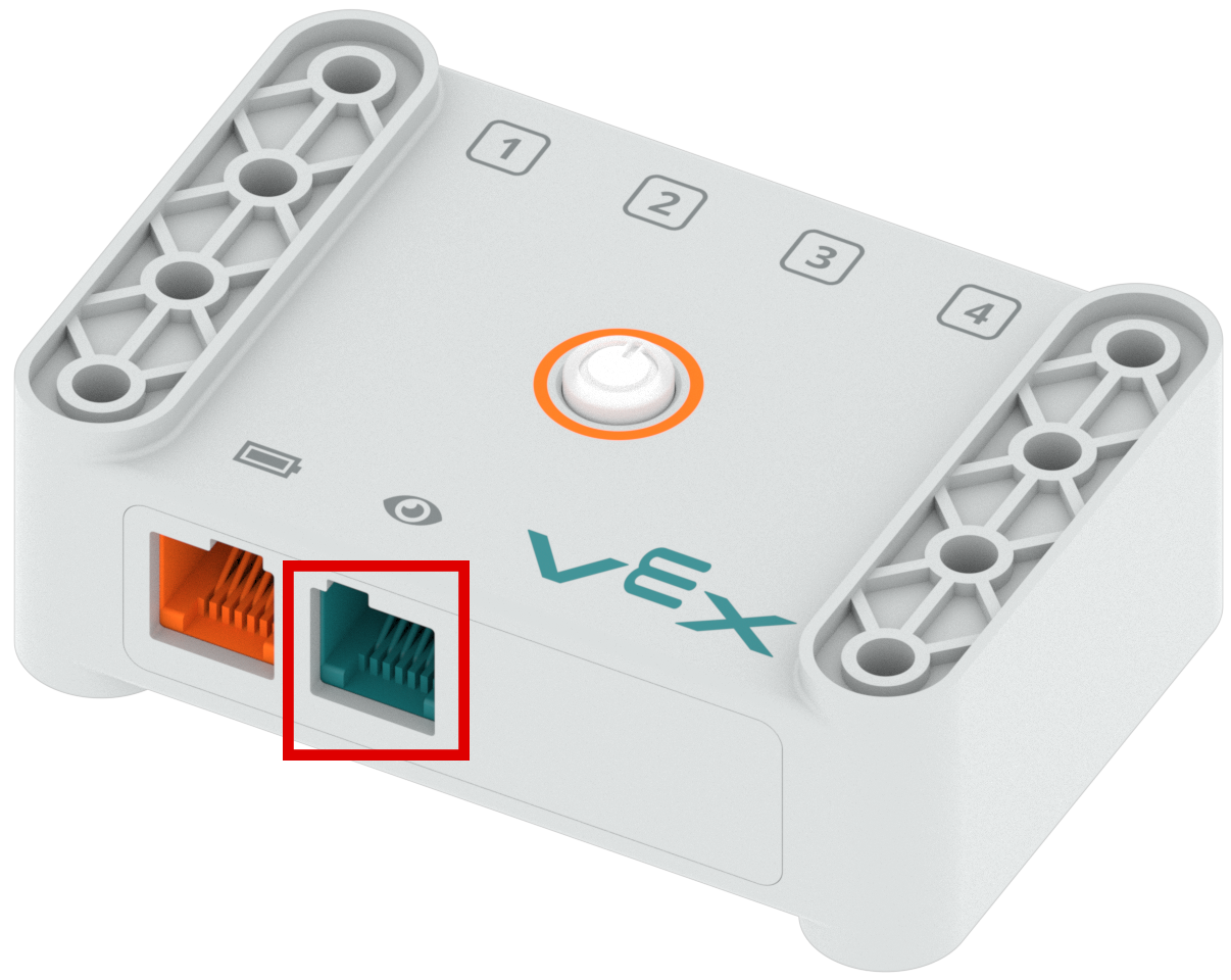 Aivot ja sen sinivihreä Eye Sensor Port korostettuna.