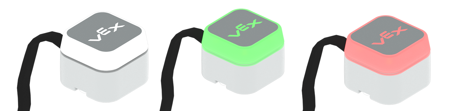 Diagram naast elkaar van het LED-bumperstuk, waarop te zien is dat het geen kleur heeft, groen en rood.