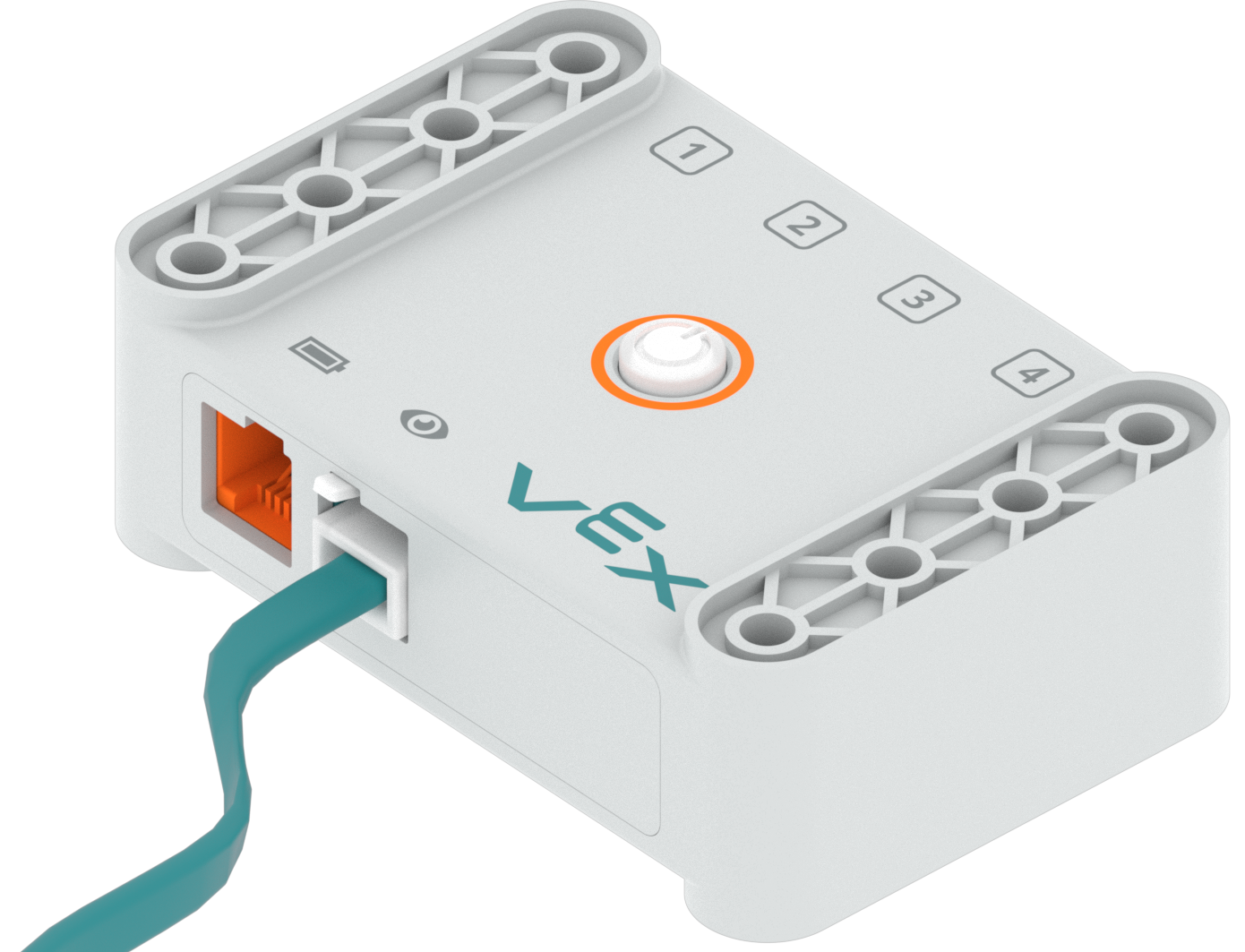 Cerebro con un cable de sensor ocular conectado a su puerto de sensor ocular azul-verde.