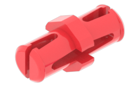 Rood pinstuk uit de VEX GO Kit, gebruikt voor het verbinden van componenten met ronde gaten.