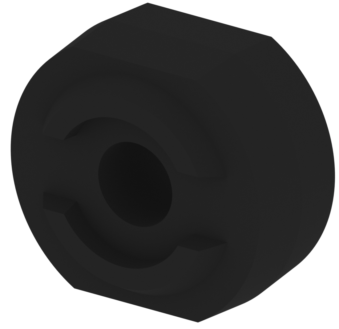 ലോഹ ഷാഫ്റ്റുകളിൽ നിന്ന് കഷണങ്ങൾ വഴുതിപ്പോകുന്നത് തടയാൻ ഉപയോഗിക്കുന്ന, VEX GO കിറ്റിൽ നിന്നുള്ള ഷാഫ്റ്റ് കോളർ പീസ്.