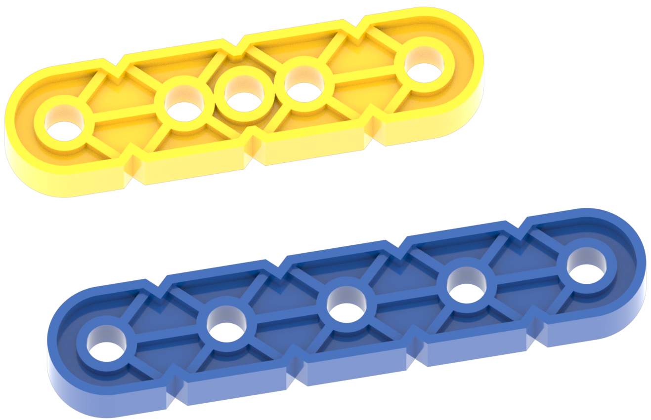 Feixe amarelo ao lado de um feixe azul, com diferentes formatos, mas também diferentes cores para ajudar a distingui-los.