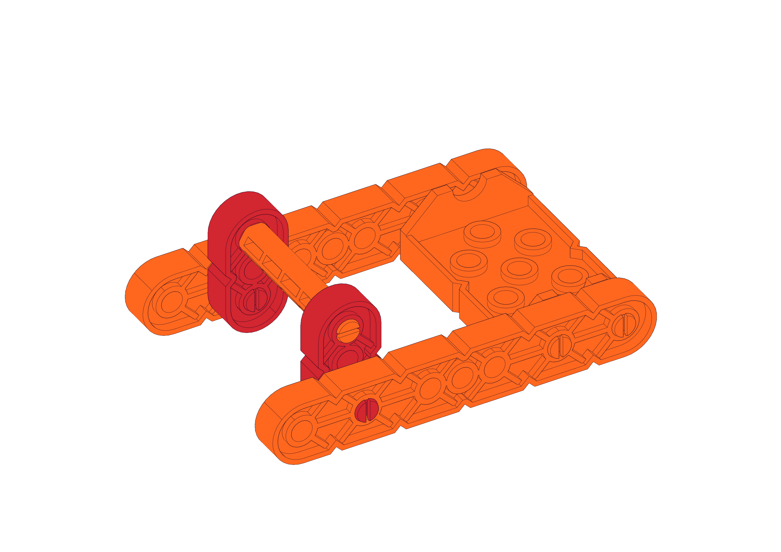 Diagrama de separadores y pines que se utilizan para lograr el mismo efecto que una pieza de conector.