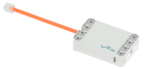 Pieza de batería VEX GO con un cable de carga conectado.