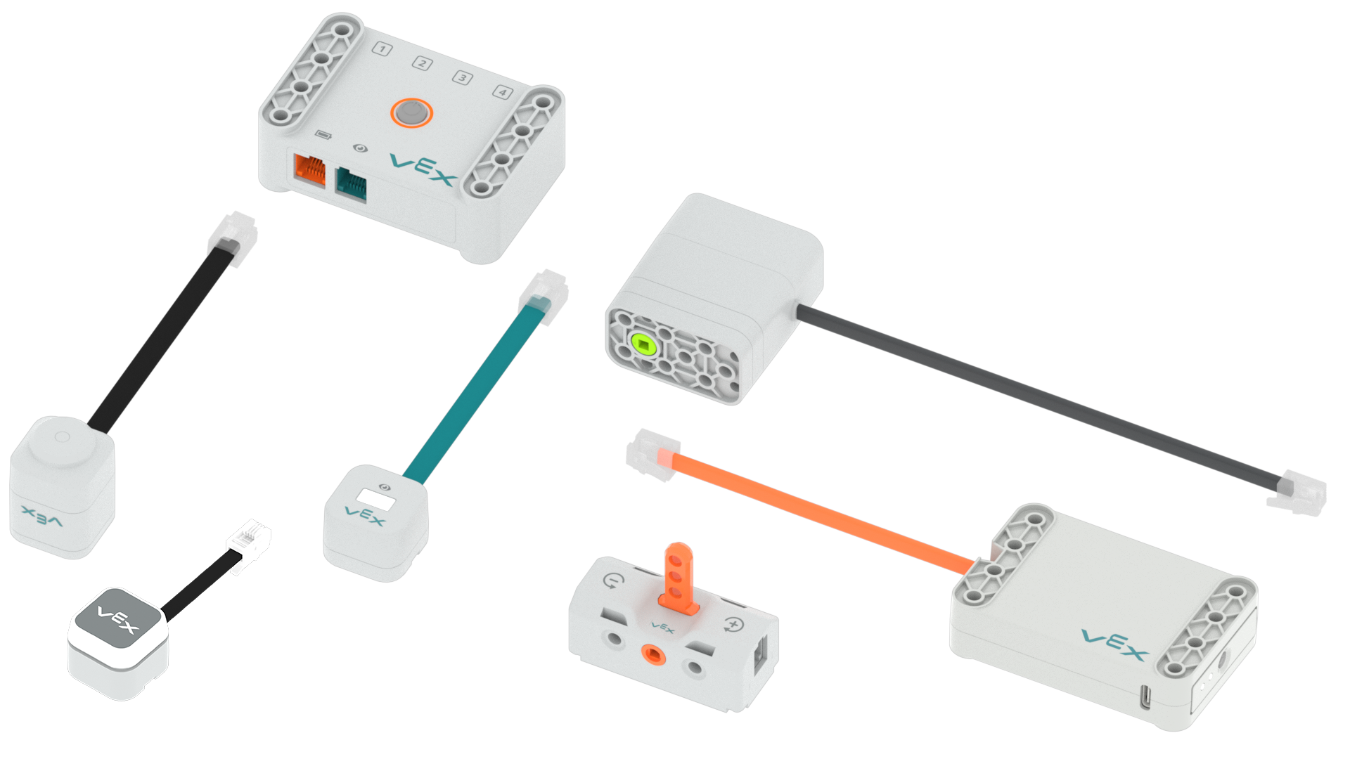 Diagram semua bagian Elektronik dalam Kit VEX GO.