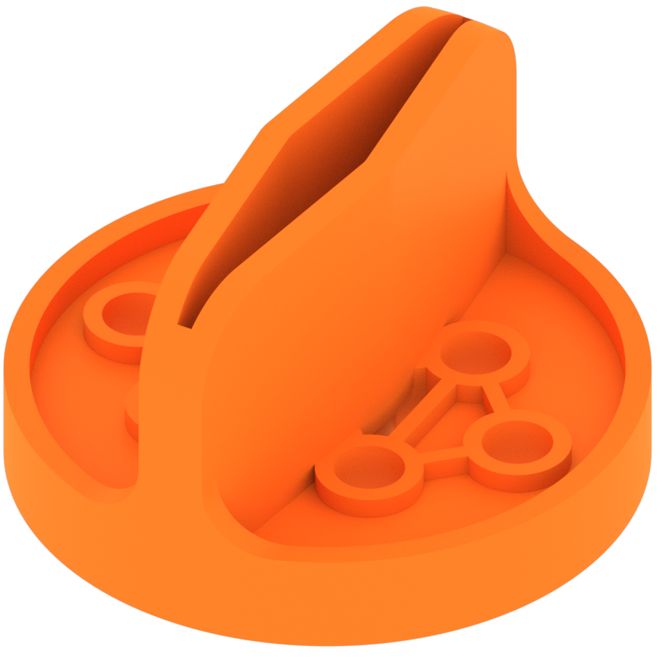 Orangefarbenes Knopfstück aus dem VEX GO Kit, das zur manuellen Drehung verwendet werden kann.