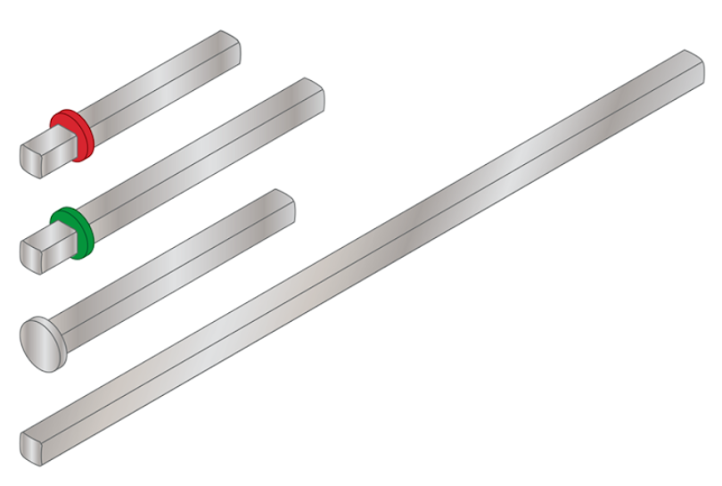 VEX GO Kitindeki tüm Şaft parçalarının şeması.