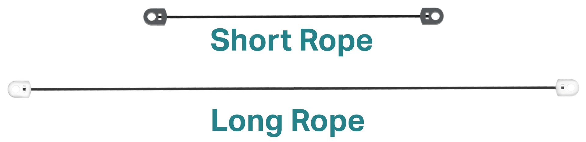 VEX GO കിറ്റിലെ ഷോർട്ട് റോപ്പിന്റെയും ലോംഗ് റോപ്പിന്റെയും കഷണങ്ങളുടെ ഡയഗ്രം.