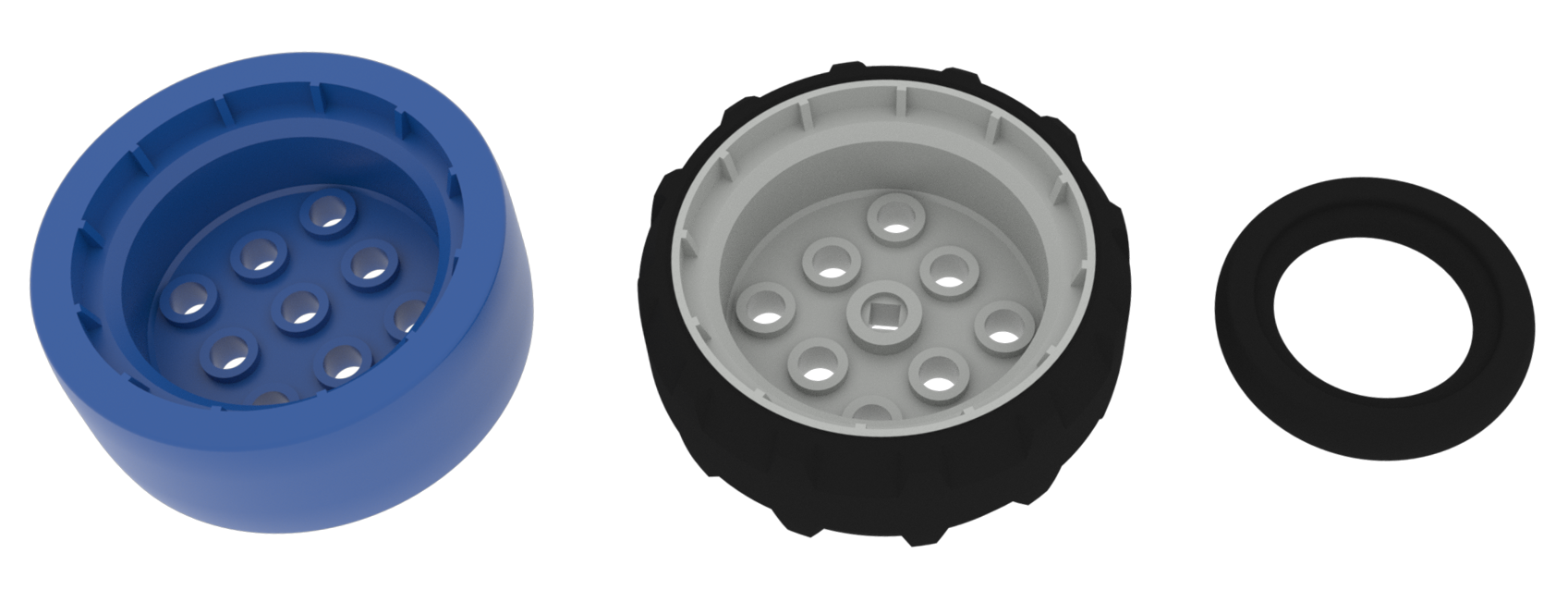 Schéma de toutes les pièces de roue du kit VEX GO.