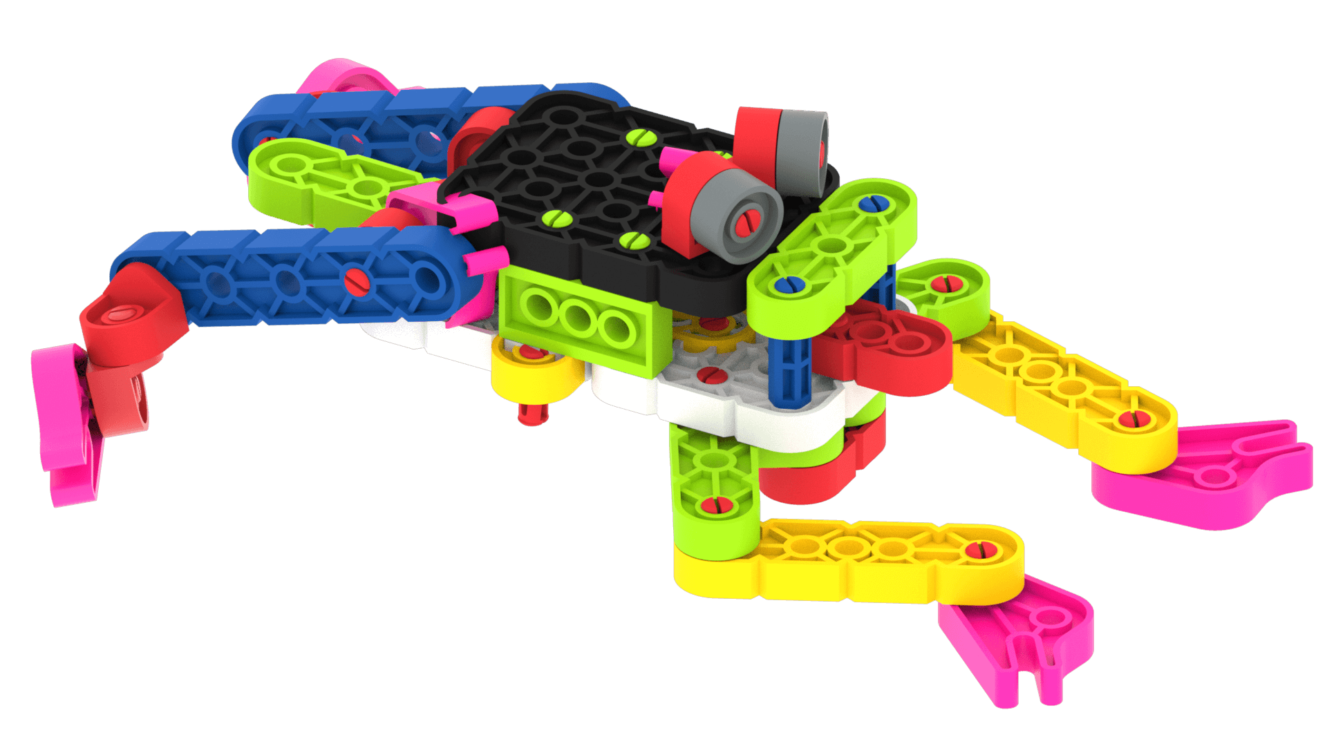 โครงสร้าง VEX GO Frog Life Cycle ที่รวมชิ้นส่วน Slotted Beam ไว้ที่ขา