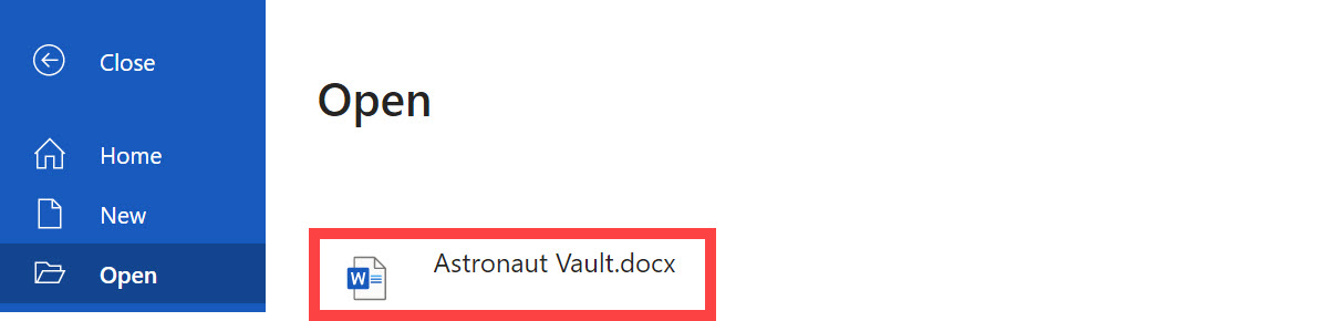 Capture d'écran de l'option Ouvrir dans Microsoft Word avec un fichier GO Activity .docx téléchargé en surbrillance.