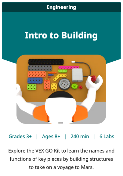GO STEM Lab Unit tile for the Intro to Building Unit.