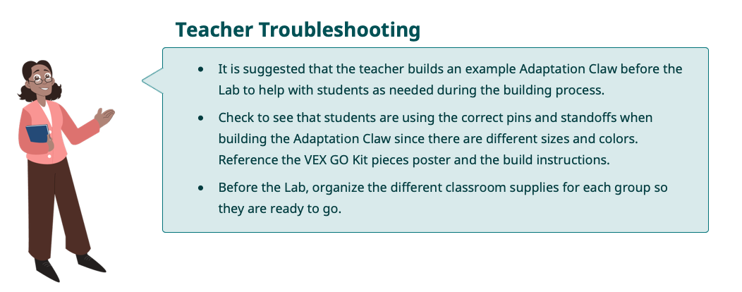 Скриншот раздела «Устранение неполадок для учителей» на странице Enage с советами для учителей, работающих в лаборатории STEM.