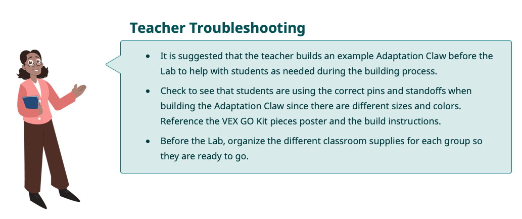 Zrzut ekranu sekcji Rozwiązywanie problemów dla nauczycieli na stronie Enage, zawierającej porady dla nauczycieli prowadzących laboratorium STEM.