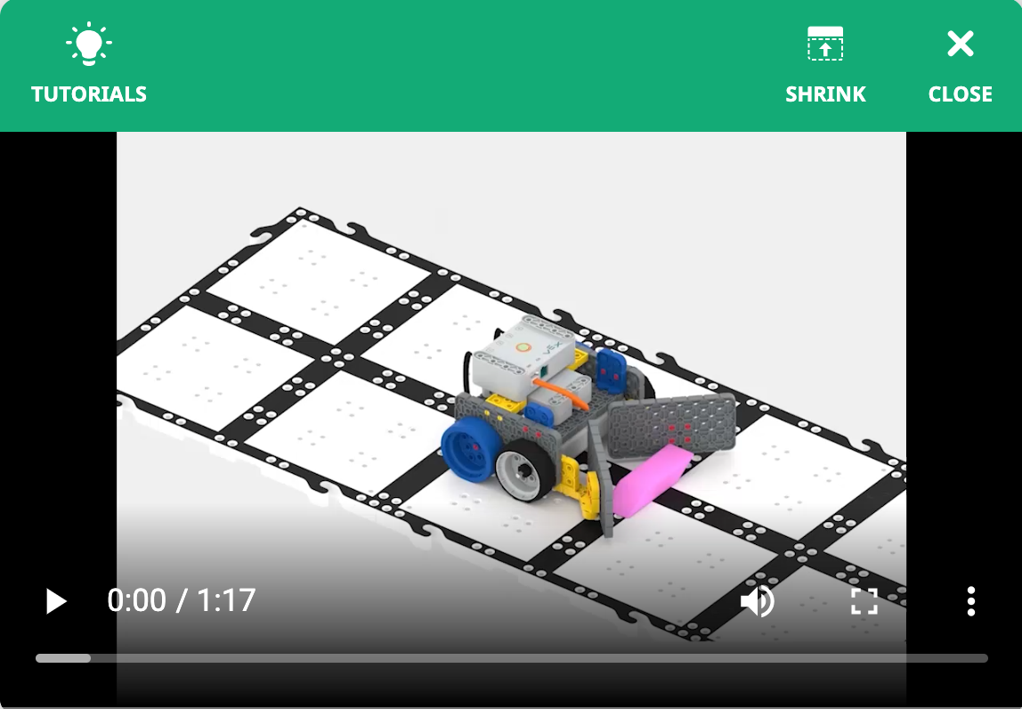 Film instruktażowy otwarty w VEXcode GO zawiera przydatne animacje i wyjaśnienia dotyczące konkretnego tematu z zakresu nauk ścisłych, technologii, inżynierii i matematyki (STEM).
