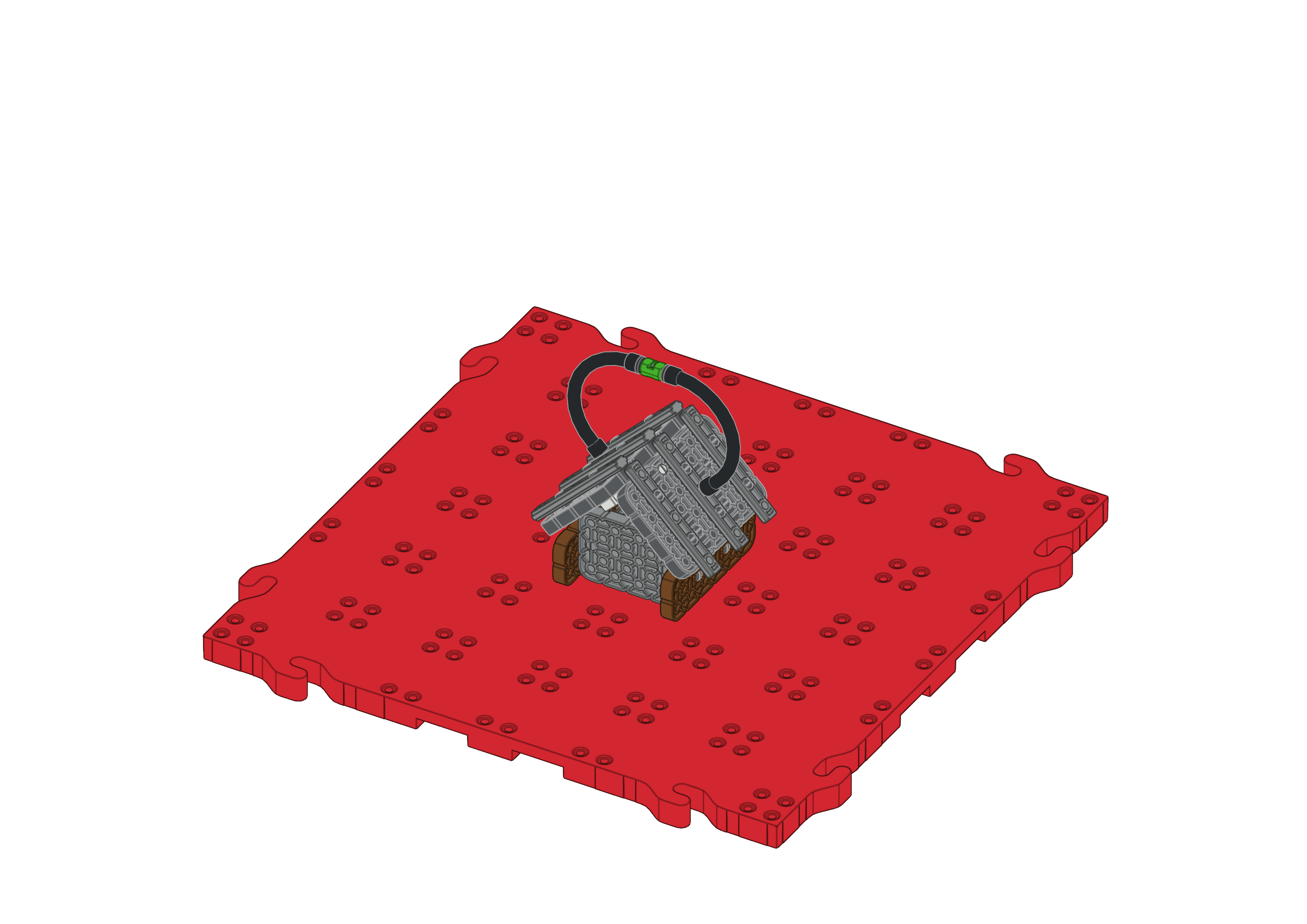 ചുവന്ന ടൈലിൽ പണി പൂർത്തിയായ വീടിന്റെ കോണീയ കാഴ്ച.