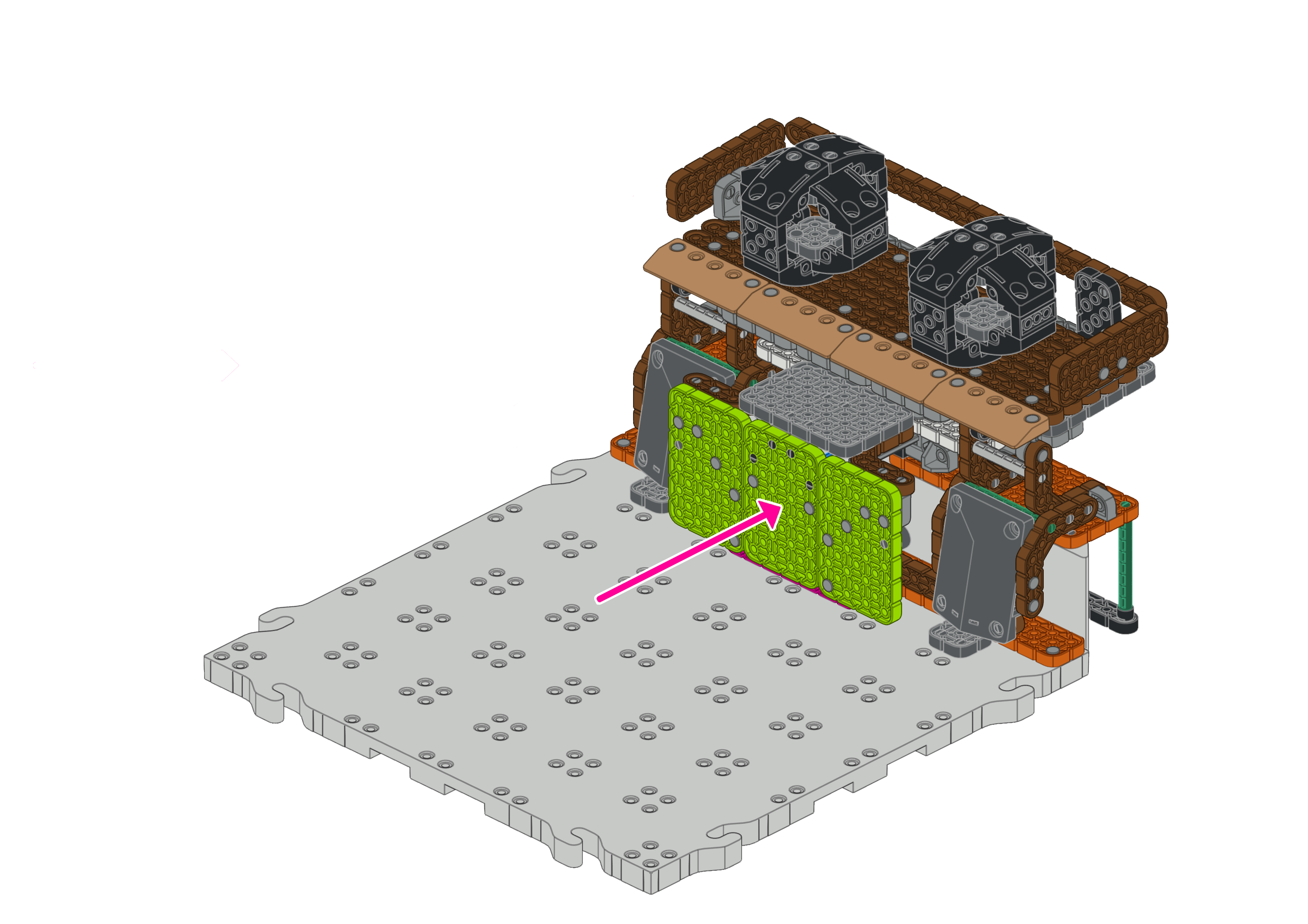 Kaavio nuolella, joka osoittaa, että maanvyörymä voidaan laukaista painamalla vihreää levyä.