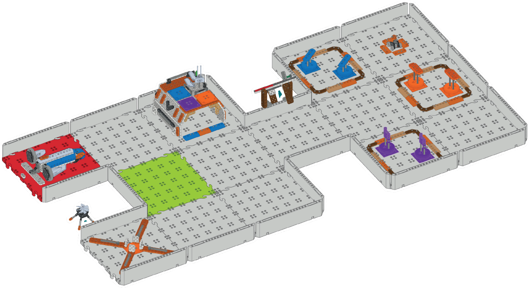 Vue en angle du terrain de compétition pour l'étape 3 de l'expédition Mars Math.
