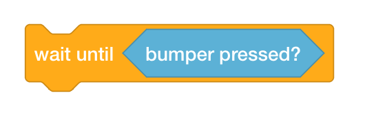 VEXcode GO Tunggu hingga tumpukan blok yang memiliki blok bumper Penekan di slot parameter booleannya.