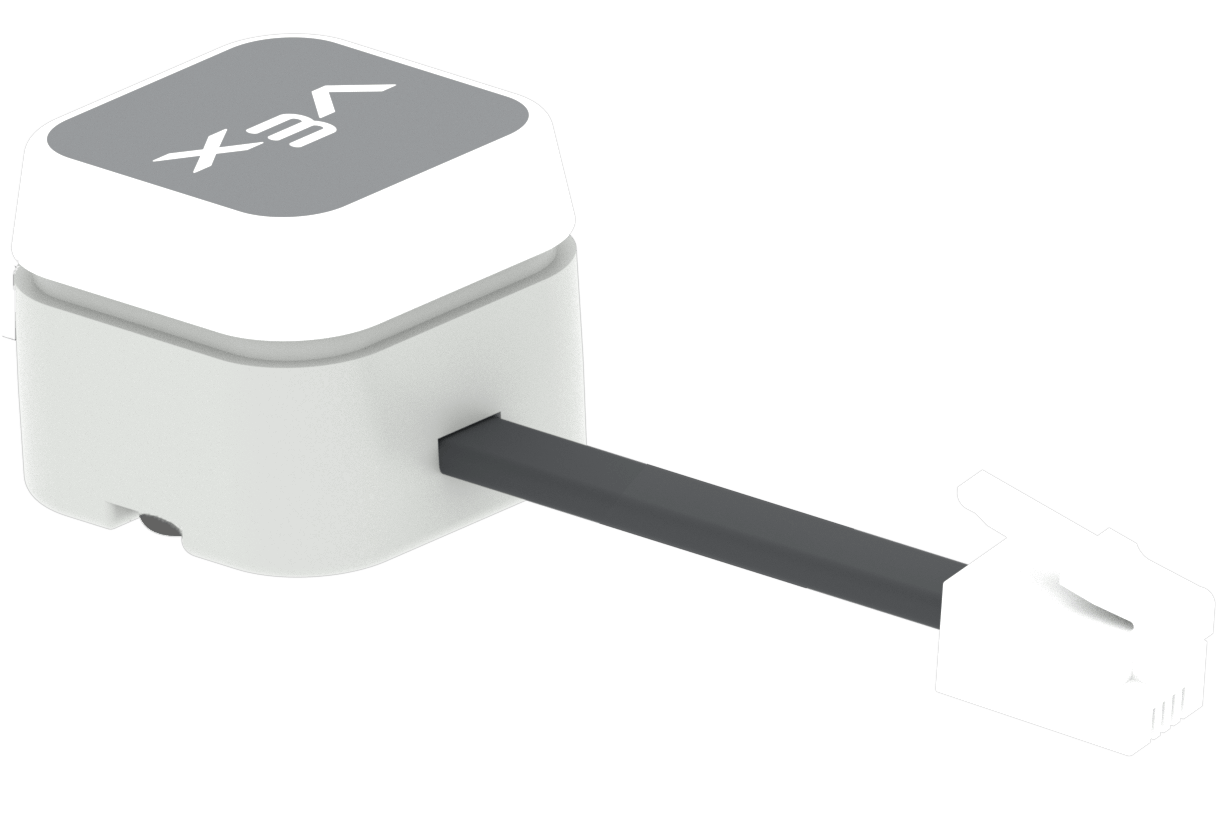 LED buferio detalė su prijungtu kabeliu, kurį galima prijungti prie išmaniojo prievado.