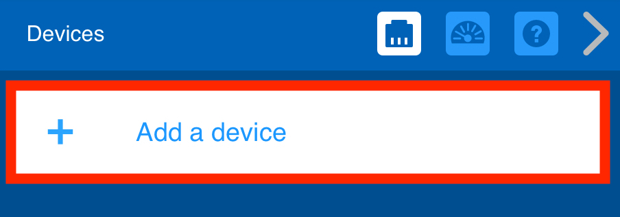 Menu de dispositivos VEX GO com o botão Adicionar um dispositivo destacado.