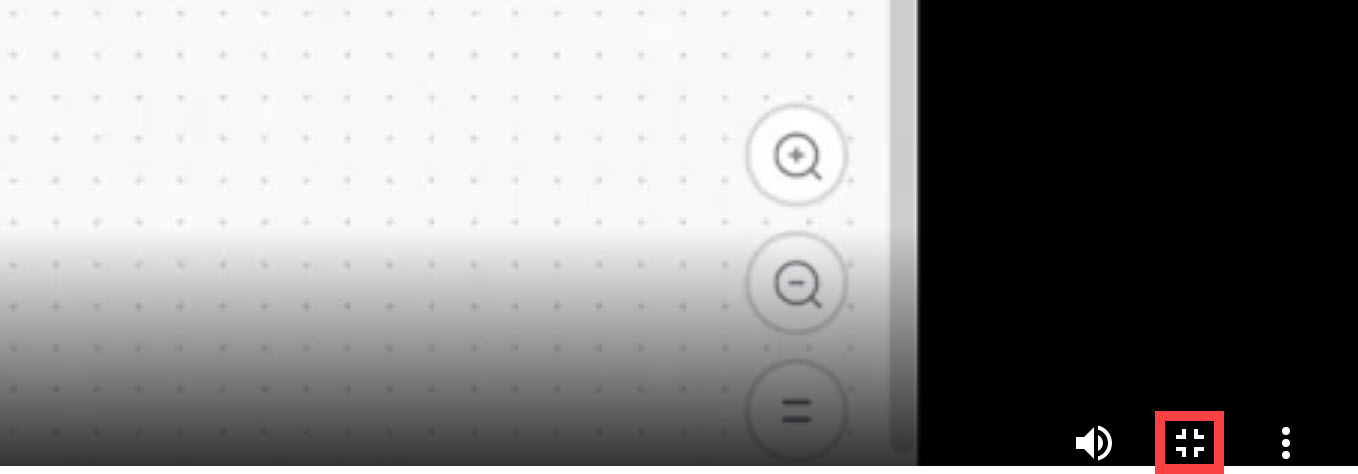 Das Lernvideo „Verwenden von Beispielen“ ist geöffnet und im Vollbildmodus. Dort, wo vorher das Vollbildsymbol war, befindet sich jetzt ein Symbol zum Beenden des Vollbildmodus.