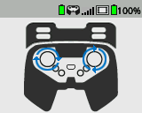 Layar otak ditampilkan di menu Kalibrasi. Terdapat diagram Pengendali yang menunjukkan bahwa kedua joystick harus digerakkan searah jarum jam dalam lingkaran penuh.