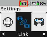 Gehirnbildschirm mit hervorgehobenem Controller-Symbol, um anzuzeigen, dass eine Verbindung besteht.