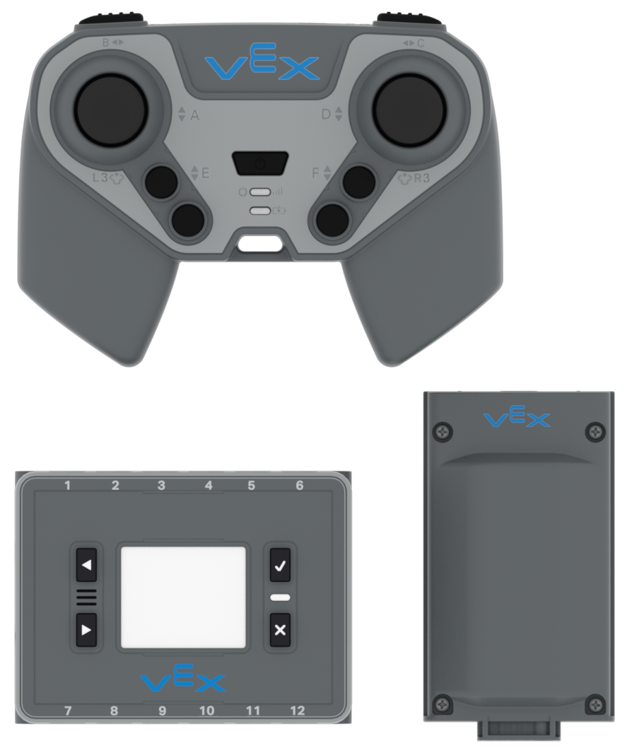 Controller, Brein en Batterij bij elkaar geplaatst.