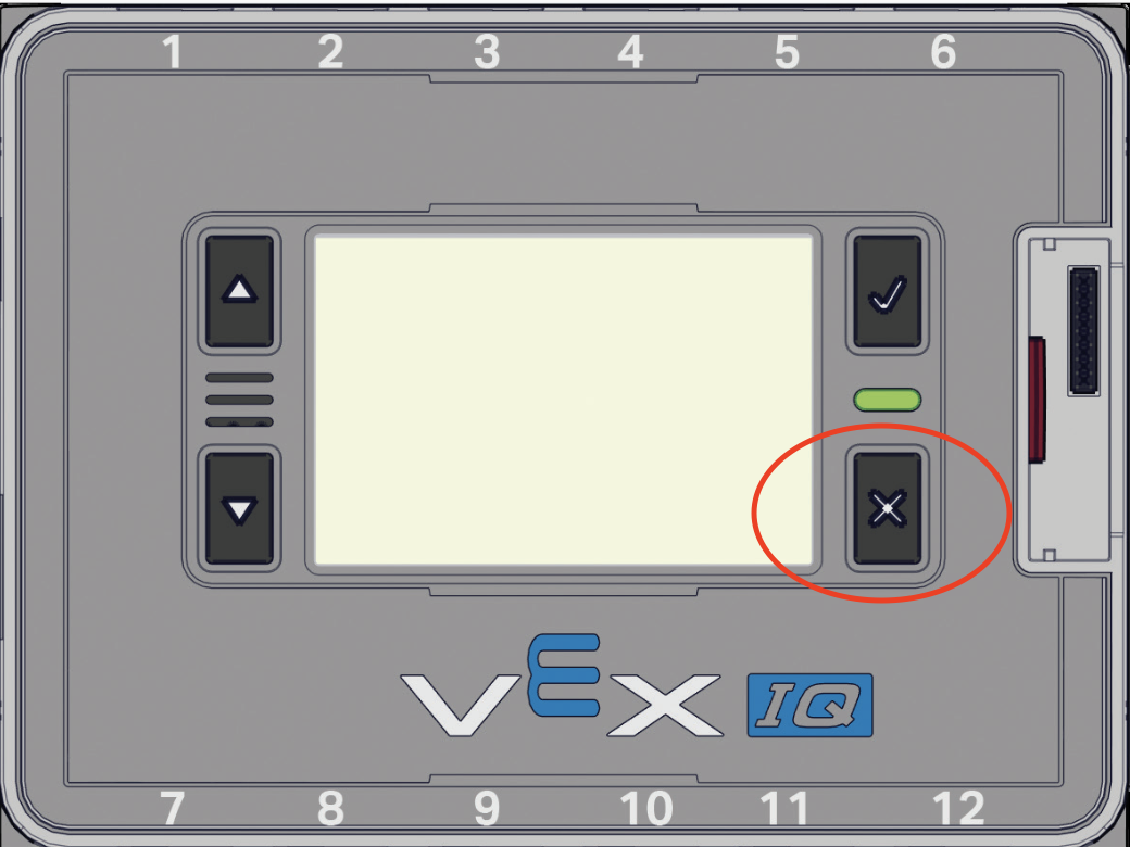 X ボタンが強調表示された Brain。