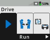 La schermata Cervello viene visualizzata nel menu Drive con l'opzione Run selezionata.