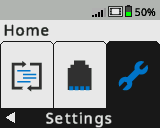La pantalla del cerebro se muestra en el menú Inicio con la opción Configuración seleccionada. La configuración es la cuarta opción en el menú Inicio.