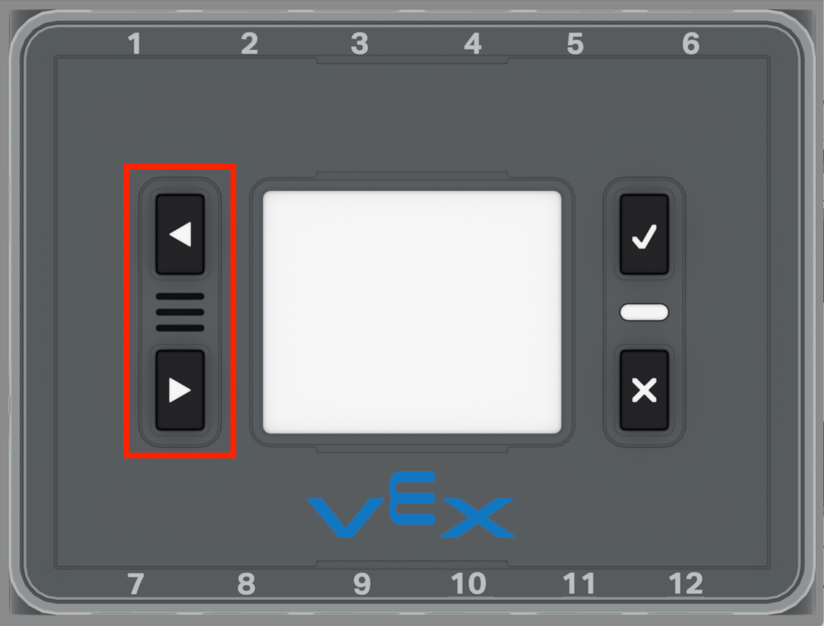 สมองพร้อมปุ่มซ้ายและขวาที่ถูกเน้นไว้