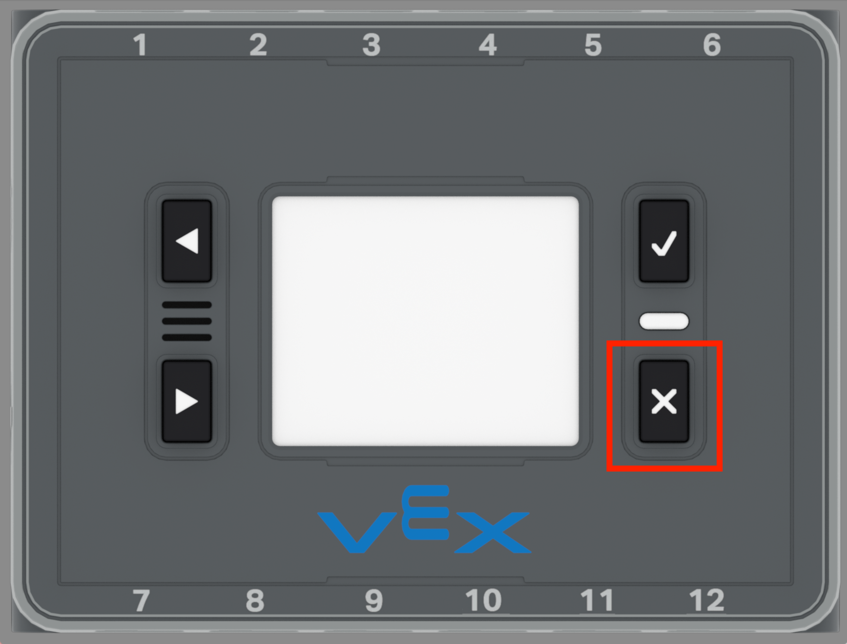 Hersenen met de X-knop gemarkeerd.
