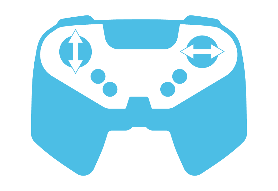 Ikona ovladače pro rozdělenou arkádu označující, že se používá levý a pravý joystick.