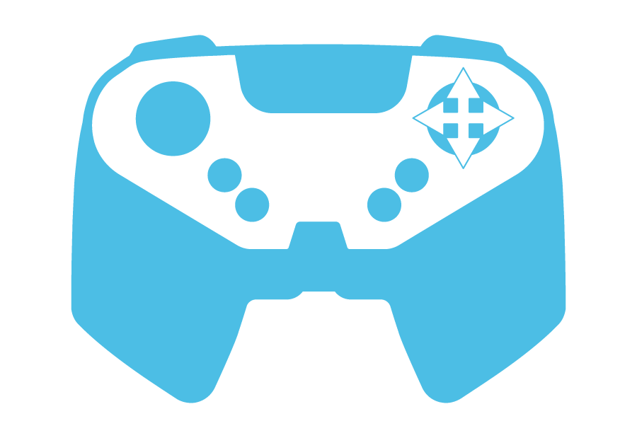 Controllerpictogram voor de rechterarcade. Geeft aan dat de rechterjoystick wordt gebruikt.