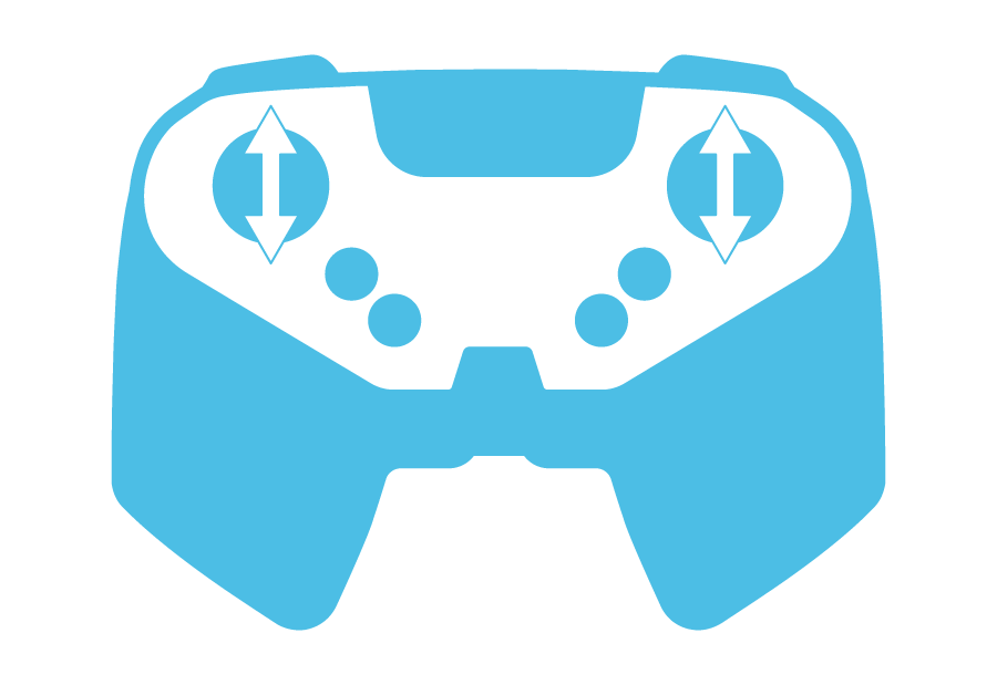 Controllerpictogram voor tankaandrijving, waarmee wordt aangegeven dat de linker- en rechterjoystick worden gebruikt.