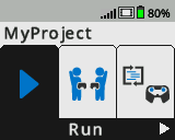 หน้าจอ Brain จะแสดงในเมนู Project สำหรับโครงการที่ชื่อ MyProject เลือกตัวเลือกการเรียกใช้แล้ว