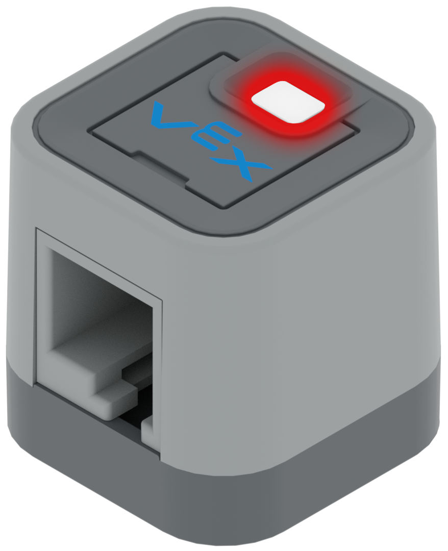 Peça do sensor de distância com a sua janela de deteção destacada. A janela está colocada ligeiramente na parte frontal do sensor.