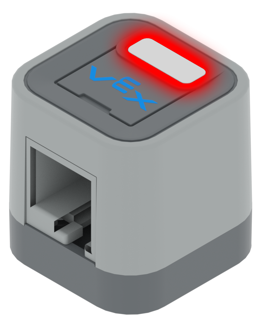 Pieza del sensor óptico con su ventana de detección resaltada. La ventana está situada ligeramente hacia el lado frontal del sensor.