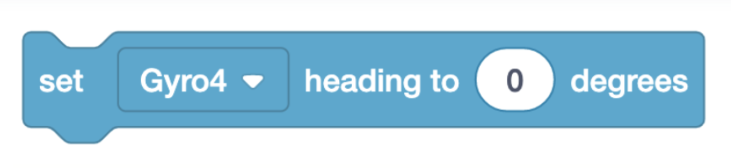 VEXcode IQ സെറ്റ് ഗൈറോ4 എന്ന ഹെഡിംഗ് 0 ഡിഗ്രിയിലേക്ക് വായിക്കുന്ന ഗൈറോ ഹെഡിംഗ് ബ്ലോക്ക് സജ്ജമാക്കുക.